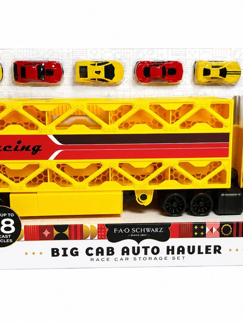 FAO Schwarz Big Cab Auto Hauler in Yellow with Red and Black Accents